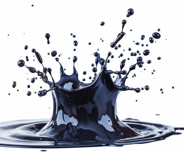 image of a black ink splash on a white background dynamic and expressive