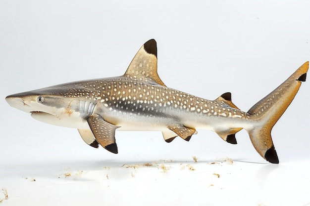 Image of blacktailed shark full body side view white background high resolution photography ins