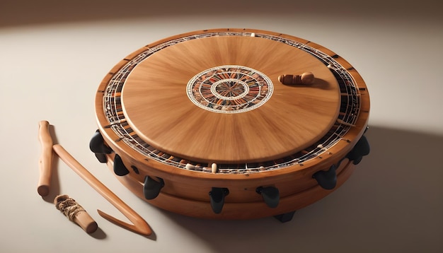 an image of a Bodhran dulcimer on a solid one color background