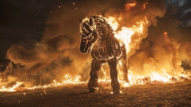 Image of a bonfire transforming into a horse