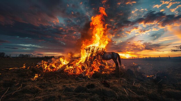 Image of a bonfire transforming into a horse