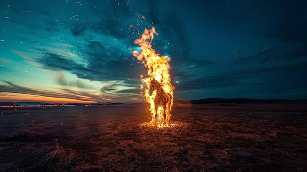 Image of a bonfire transforming into a horse