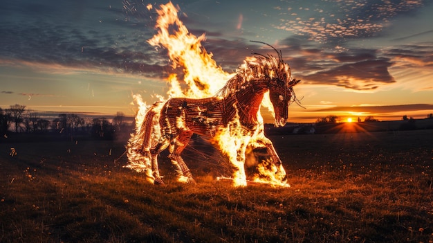 Image of a bonfire transforming into a horse