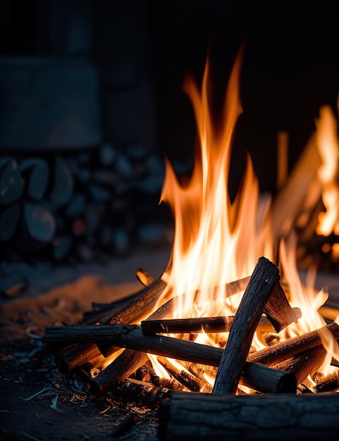 image of a bonfire with many woods