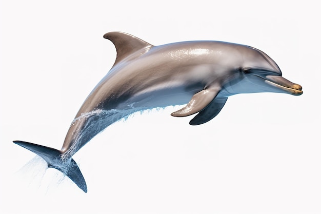 Image of bottlenose dolphin on white background Undersea animals Illustration Generative AI