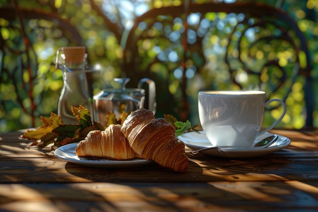 image of breakfast with croissants and coffee