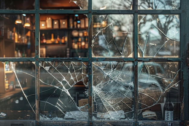 Image of a Broken Shop Window in Urban Setting