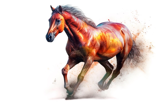 Image of a brown horse runs in the middle of the desert Wildlife Animals illustration generative AI