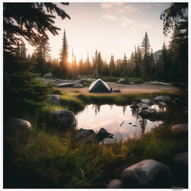 image of a campsite rustic wild cozy adventurous natural