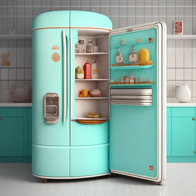 An Image Capturing The Essence Of a Vintage Refrigerator Highlighting Its Retro Design