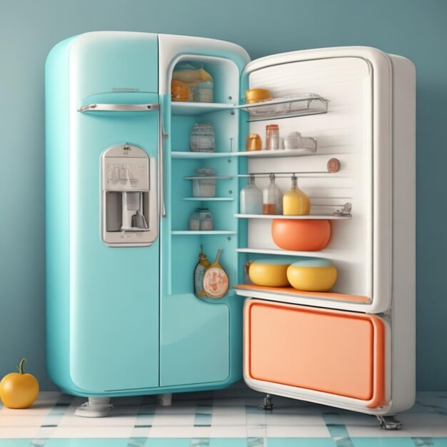 An Image Capturing The Essence Of a Vintage Refrigerator Highlighting Its Retro Design