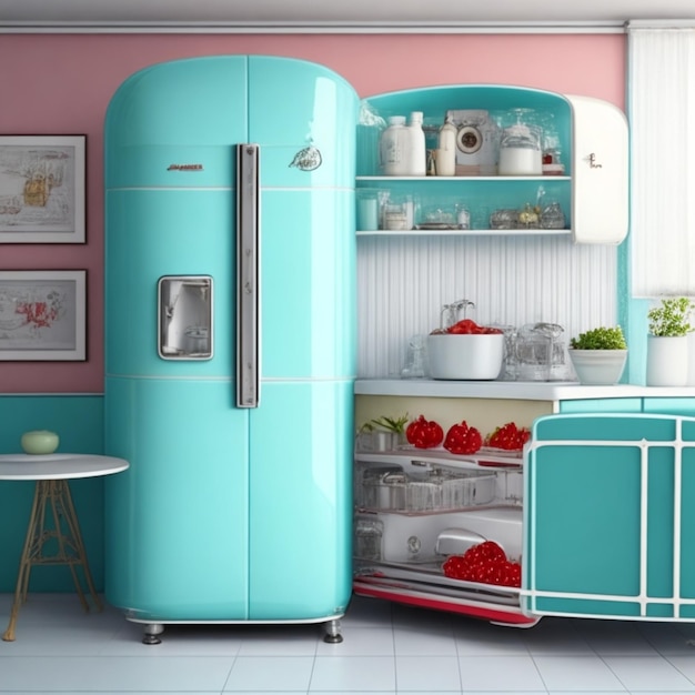 An Image Capturing The Essence Of a Vintage Refrigerator Highlighting Its Retro Design