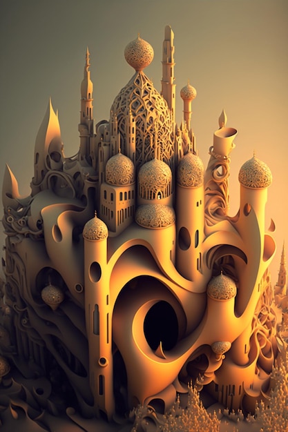 Image of a castle in the middle of a desert generative ai