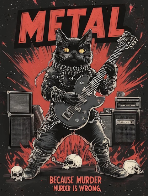 Photo an image of a cat playing a guitar