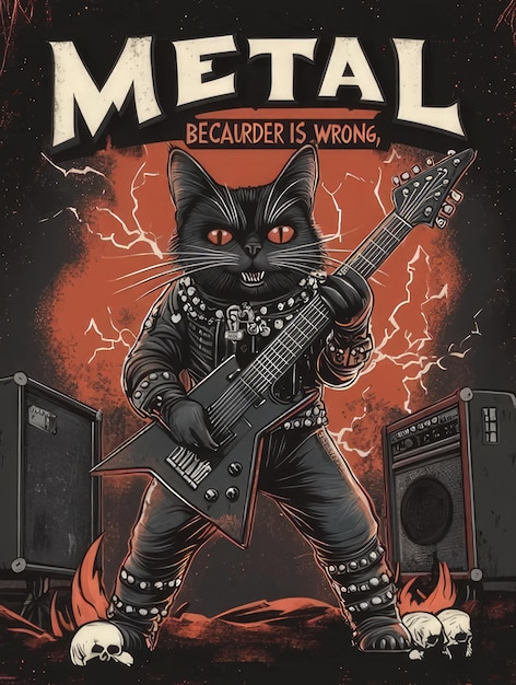 An image of a cat playing a guitar