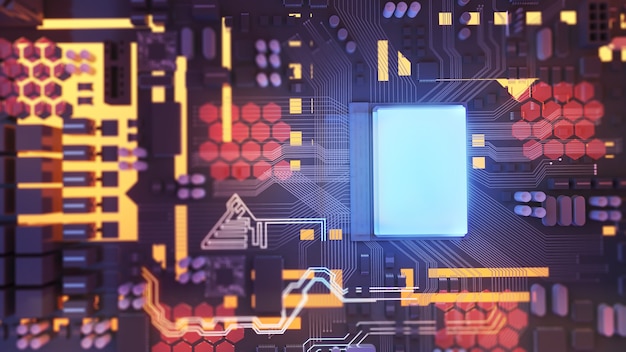 Image of the central processing unitworking processing technologyConceptual CPU on circuit board