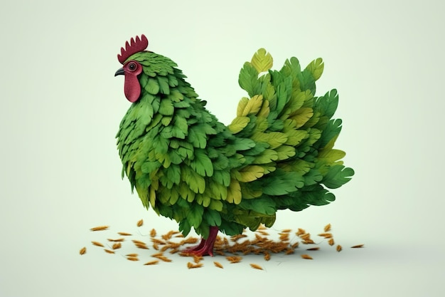 Image of chicken design with leaf elements Farm animals Illustration Generative AI