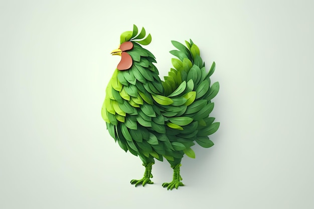 Image of chicken design with leaf elements Farm animals Illustration Generative AI