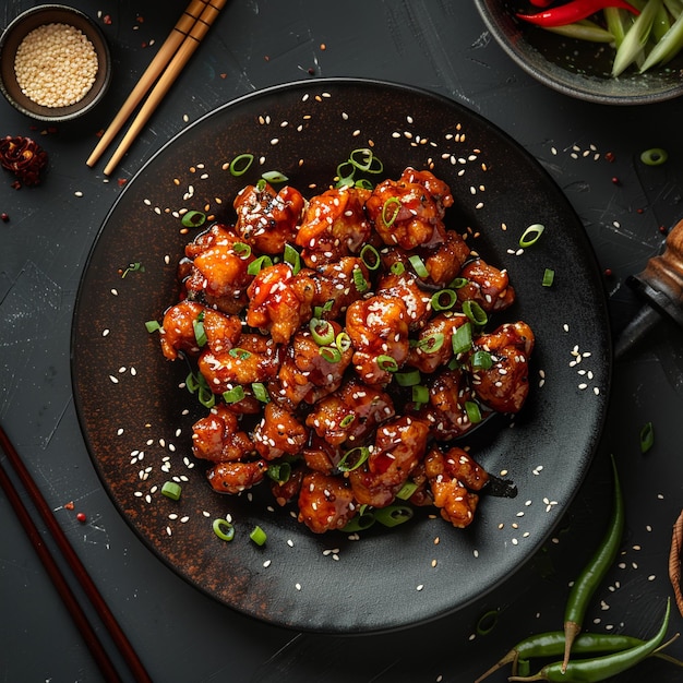 Image of Chinese food that General Tsos Chicken and good apply for book menu