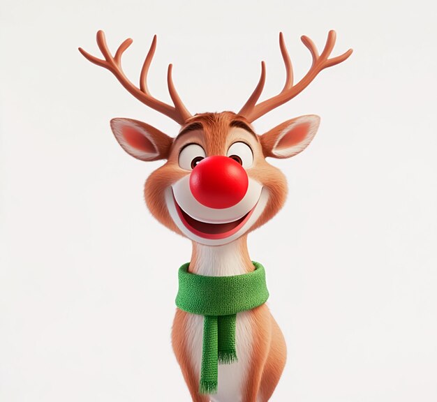 Photo image of a christmas reindeer wearing a green scarf