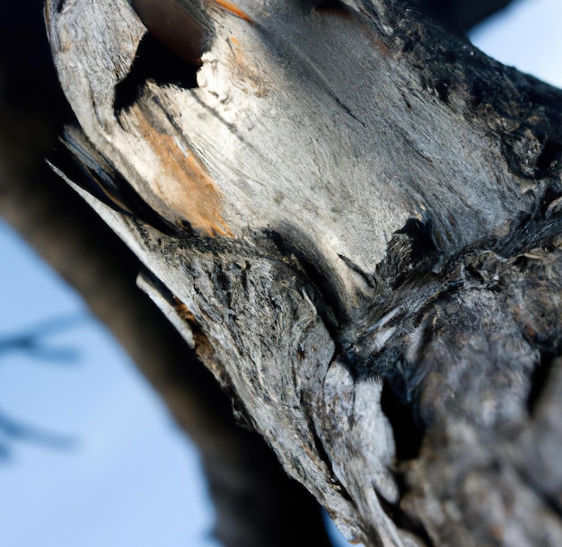 Image of close of of dry tree trunk on white background