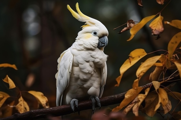 Image of cockatoo bird on a branch on nature background Birds Wildlife Animals Illustration Generative AI