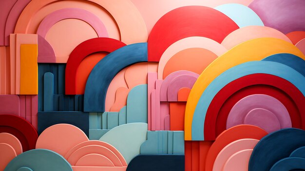 Image of colorful abstract background with circles and curves Generative AI