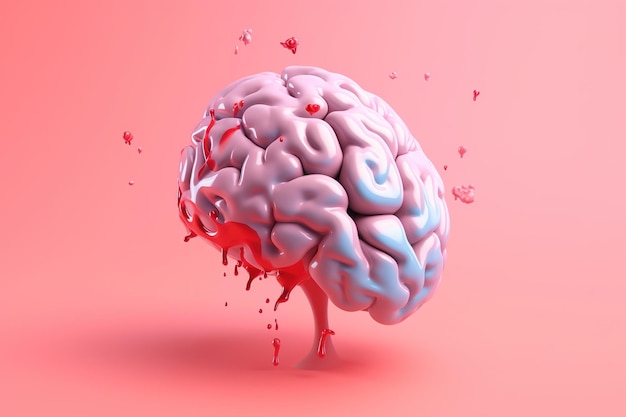 Image of colorful brain design in 3D on a clean background illustration Generative AI