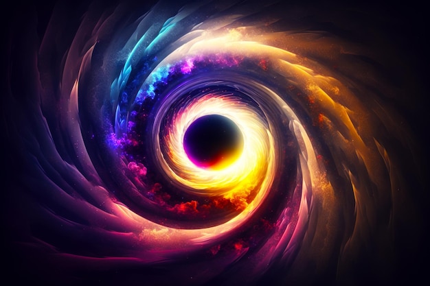 Image of colorful vortex with black hole in the middle of it Generative AI