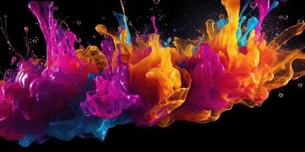 an image of colorful water splashing of ink in the style of layered forms