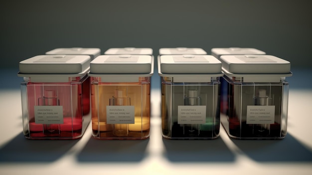 Image of containers for storing medical samples Created with Generative AI technology