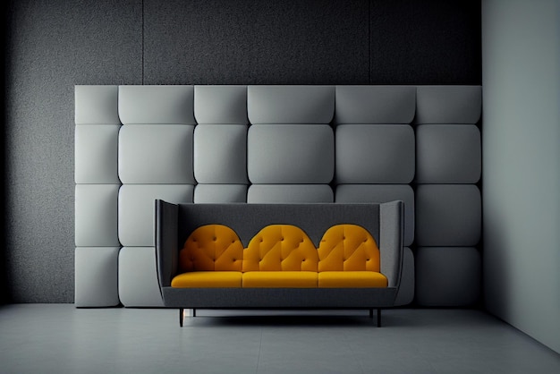 Image of a couch with yellow generative ai