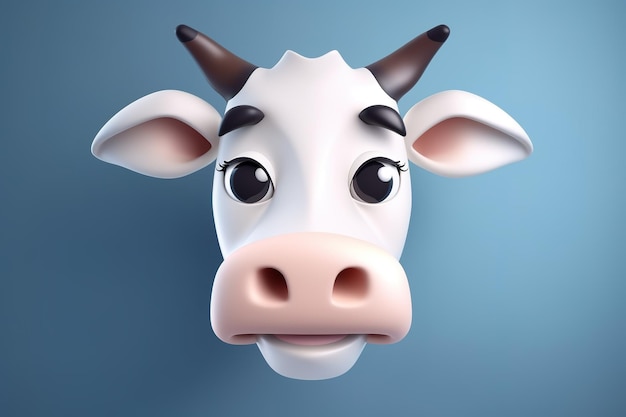 Image of cow head 3d model on a clean background Farm animals Illustration Generative AI