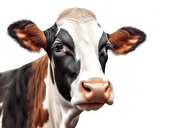 Image of cow on white background Farm animals Illustration generative AI