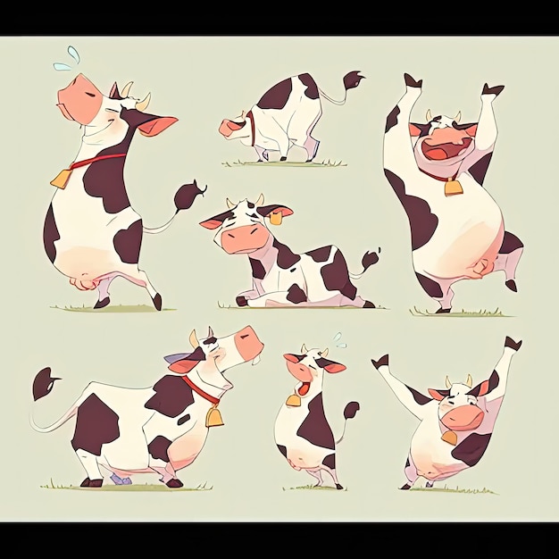 Photo an image of a cow with different expressions