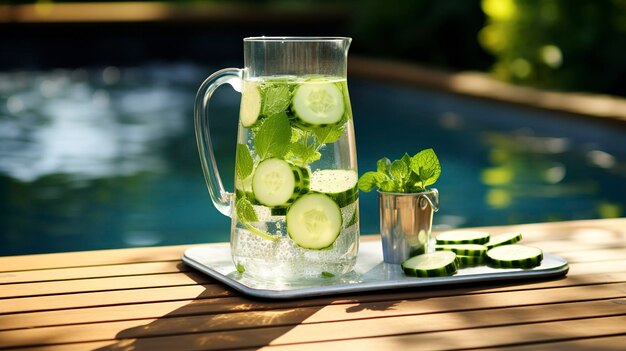 An image of cucumber infused water served at the spa retreat