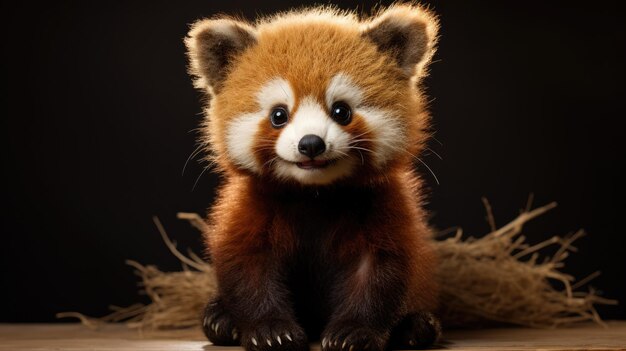 an image curious and playful red panda in its natural habitat