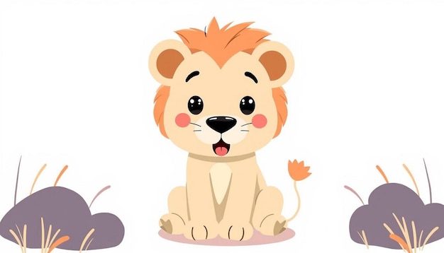 Photo image for cute cartoon lion illustrations for childrens drawings dolls and toys generated ai