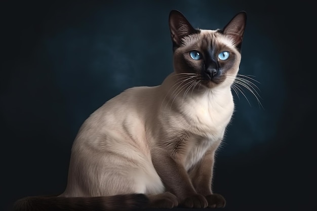 Image of cute siamese cat Pet Animals Illustration Generative AI