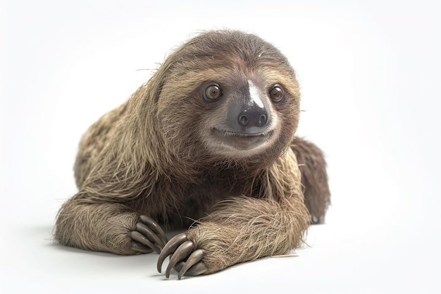 Image of a cute sloth on white background Wildlife Animals Illustration Generative AI