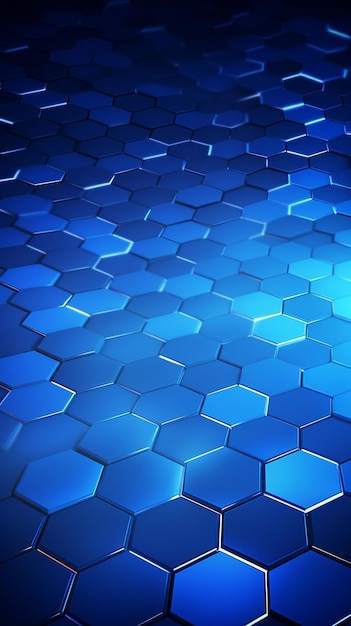 The image depicts an abstract blue technology hexagonal background