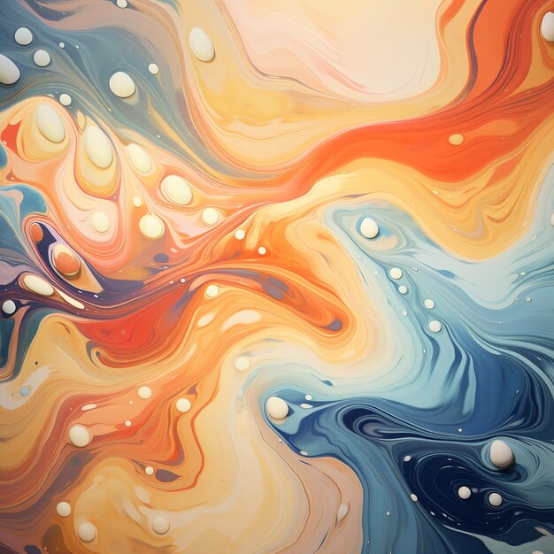 The image depicts an abstract splash in vintage colors created in a fluid art style