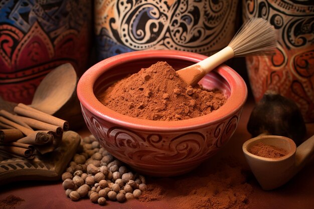 Photo image description a vibrant cone of rich earthy henna paste ready to create mesmerizing mehndi ar