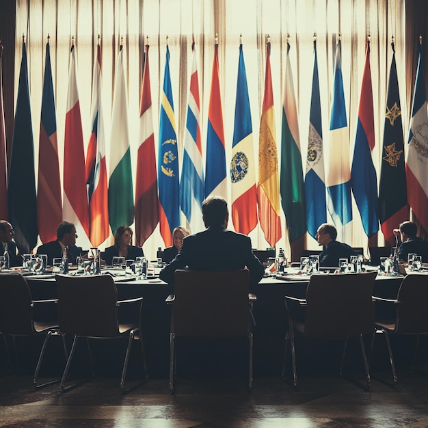 Photo an image of a diplomat participating in a roundtable discussion on international economic policy