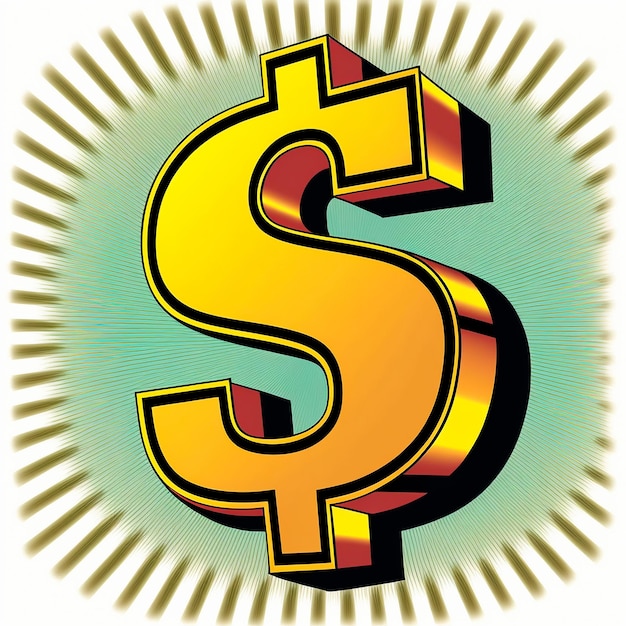 The image of the dollar symbol in the style of pop art