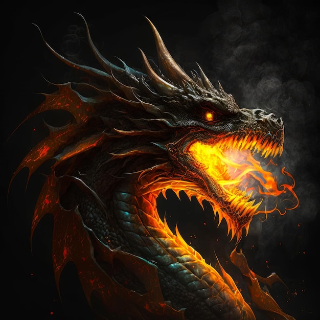 An image of dragon with fire coming out of its mouth Generative AI