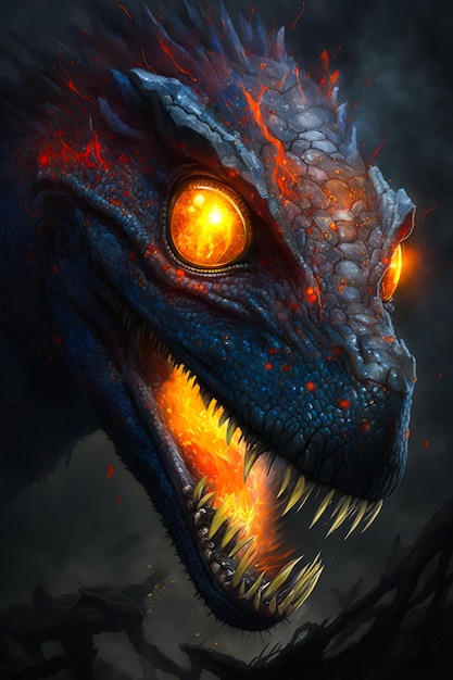 An image of dragon with glowing eyes Generative AI