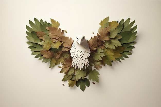 Image of an eagle design with leaf elements Birds Wildlife Animals Illustration Generative AI