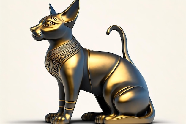 An image of the Egyptian cat statue bast with a shadow and Clipping Path over white