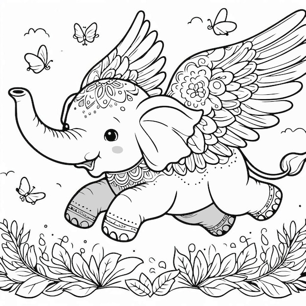 Photo an image of an elephant flying